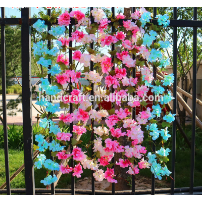 silk artificial Cherry blossoms flower rattan